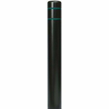 INNOPLAST BollardGard 9 1/8'' x 72'' Black Bollard Cover with Green Reflective Stripes BC872BK-GRN 269BC872BKGRN